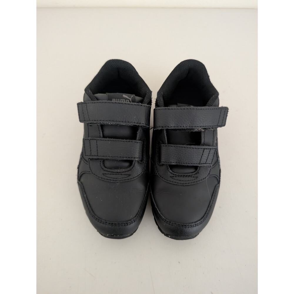 Puma St Runner V3 Leather Slip On Youth Boys Black Sneakers 384905 Sz 12.5C